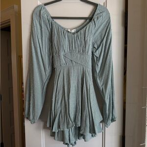 Altar'd State Crossover long sleeve romper in green